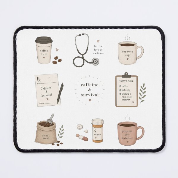 Item preview, Caffeine & Survival | Med Student Aesthetic Coffee Design designed and sold by Aspecthub.
