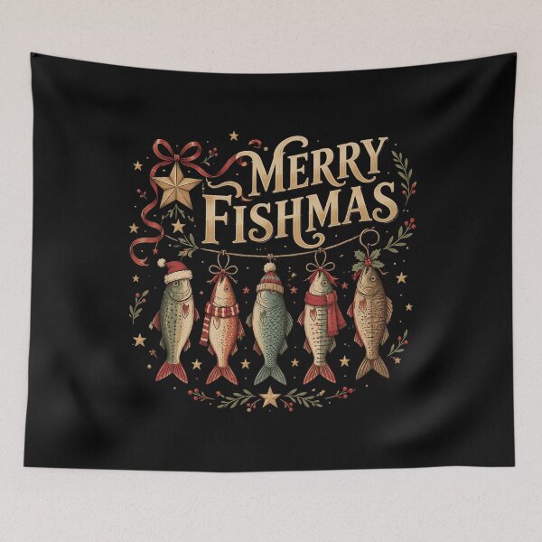 Item preview, Merry Fishmas Retro Fishing Christmas Fisherman Xmas Holiday designed and sold by OlakunleOloroz.
