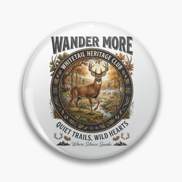 Item preview, Wander More - Whitetail Heritage Club Vintage Deer Badge designed and sold by Roy & Tiffany.