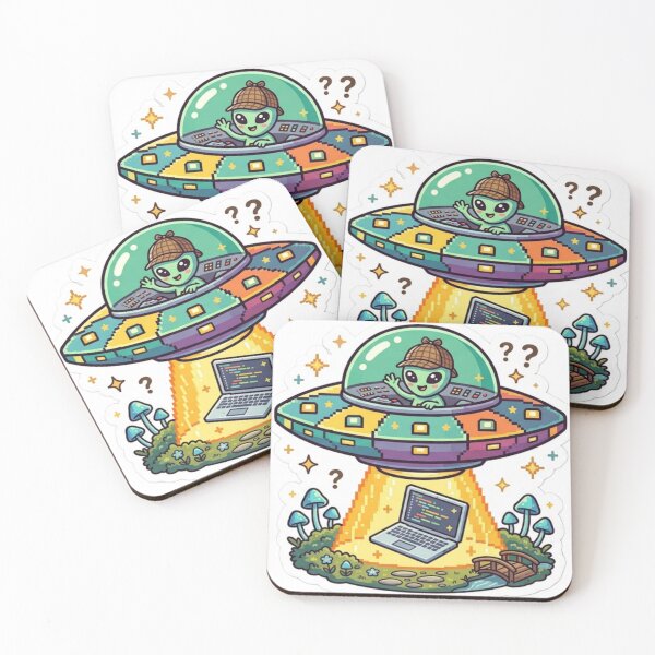 Item preview, Cute Alien UFO Coding Sticker | Funny Programmer Sci-Fi Laptop Vinyl Decal | Geek, Hacker & Developer Gift designed and sold by AdityaShop18.