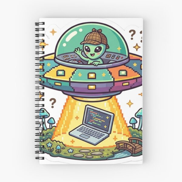 Item preview, Cute Alien UFO Coding Sticker | Funny Programmer Sci-Fi Laptop Vinyl Decal | Geek, Hacker & Developer Gift designed and sold by AdityaShop18.