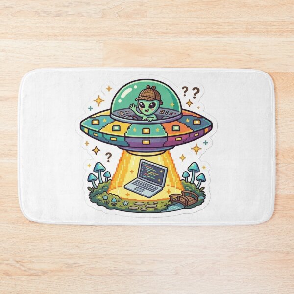 Item preview, Cute Alien UFO Coding Sticker | Funny Programmer Sci-Fi Laptop Vinyl Decal | Geek, Hacker & Developer Gift designed and sold by AdityaShop18.