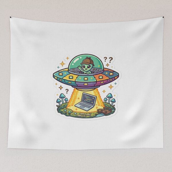 Item preview, Cute Alien UFO Coding Sticker | Funny Programmer Sci-Fi Laptop Vinyl Decal | Geek, Hacker & Developer Gift designed and sold by AdityaShop18.
