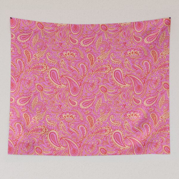Item preview, Pink and yellow paisley pattern designed and sold by bokasin.