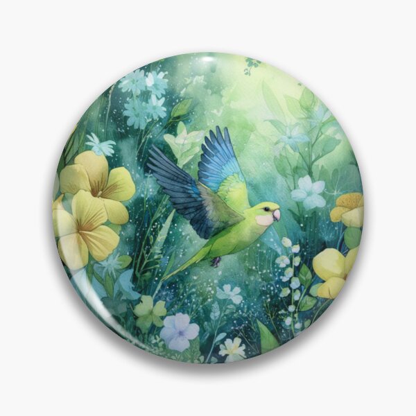 Item preview, A Parrotlet flying through a spring garden, Birds in Motion designed and sold by CDC40.