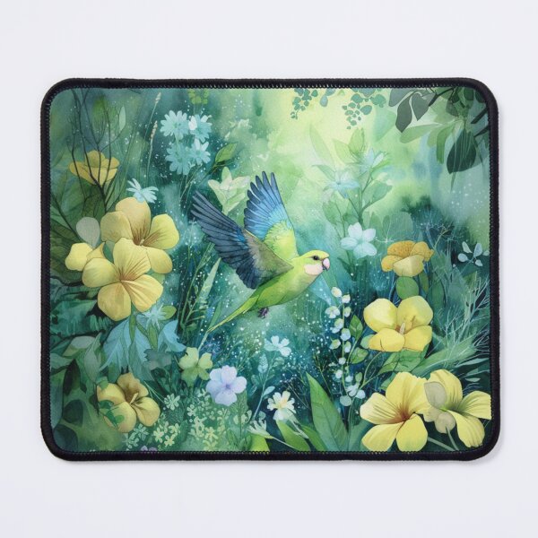 Item preview, A Parrotlet flying through a spring garden, Birds in Motion designed and sold by CDC40.