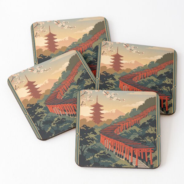 Item preview, Kyoto Japan Vintage Travel Poster – Torii Gate Art designed and sold by Bomax121.