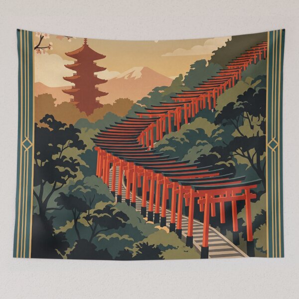 Item preview, Kyoto Japan Vintage Travel Poster – Torii Gate Art designed and sold by Bomax121.