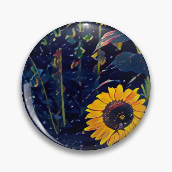 Item preview, Impressionist Sunflower Night Garden Moody Blue Digital Painting designed and sold by BalkanBloom.