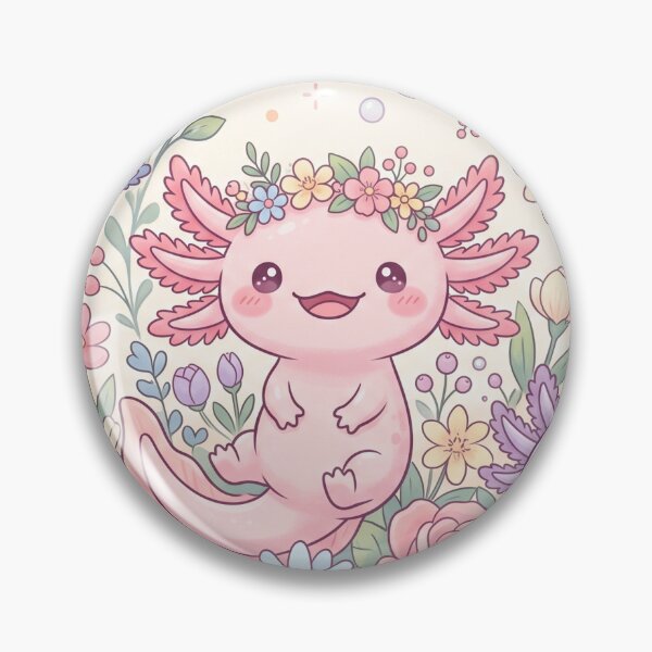 Item preview, Cute Axolotls with Flowers | Whimsical Kawaii Illustration designed and sold by Moonlily Tavern.