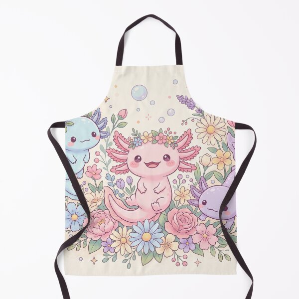 Item preview, Cute Axolotls with Flowers | Whimsical Kawaii Illustration designed and sold by Moonlily Tavern.