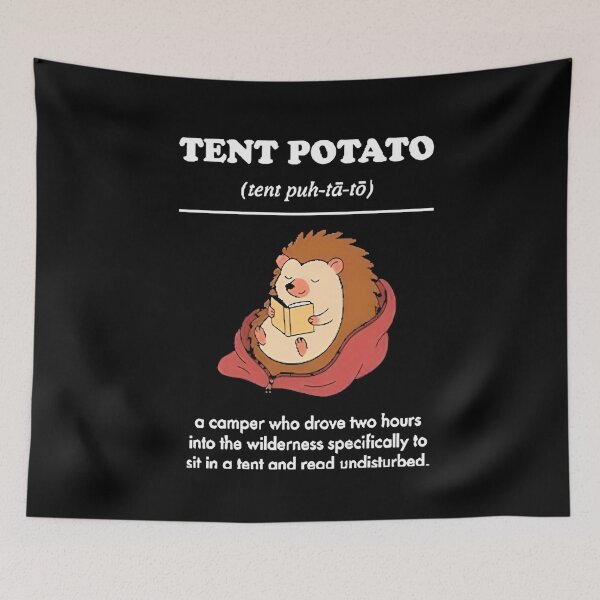Item preview, Tent Potato Hedgehog Reading Funny Camping Camper Gift designed and sold by LASTIQUE-dd.