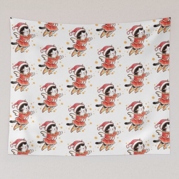 Item preview, Cute Santa Cat Angel Christmas Watercolor Art designed and sold by OpusTwo.