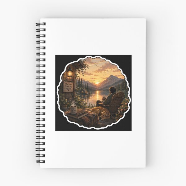 Item preview, Slow Down Cabin Lake Sunset Art designed and sold by YogiCodeLab.