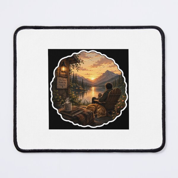 Item preview, Slow Down Cabin Lake Sunset Art designed and sold by YogiCodeLab.