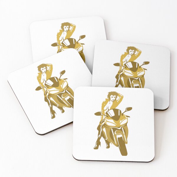 Item preview, Gold Metallic Biker Girl Sportbike Silhouette Graphic designed and sold by Macias123.
