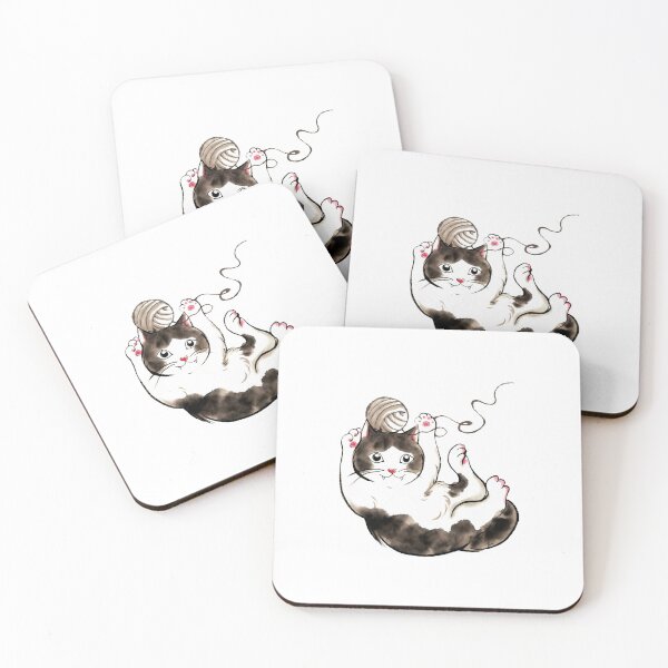 Item preview, Cute Black and White Cat Playing with Wool Ball designed and sold by OpusTwo.