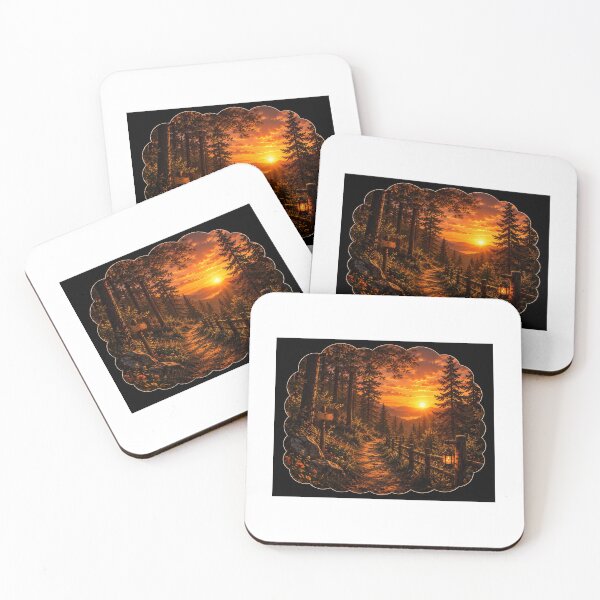 Item preview, Golden Sunset Forest Path Landscape Art designed and sold by YogiCodeLab.