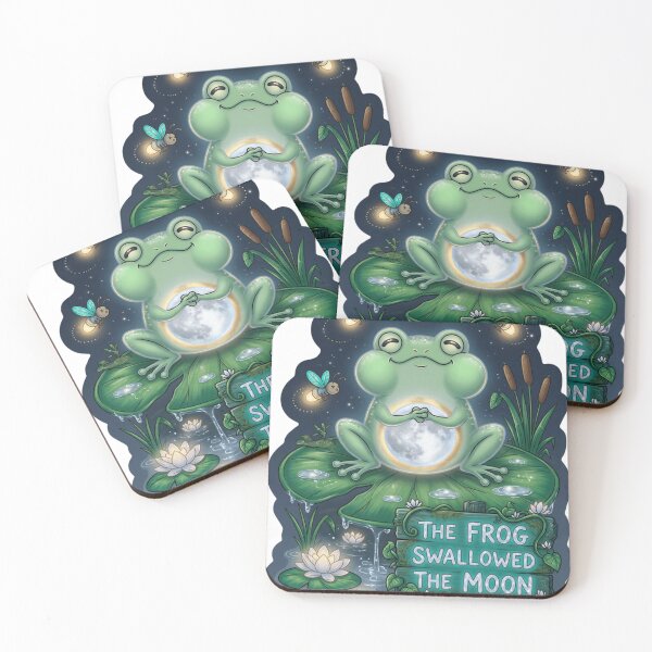 Item preview, The Frog Swallowed The Moon Funny Fantasy Sticker designed and sold by Imaginarium of Chaos falcon88 .