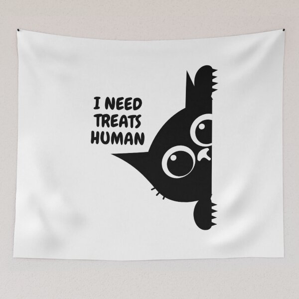 Item preview, Black cat peering round corner demanding treats designed and sold by BritishDelights.
