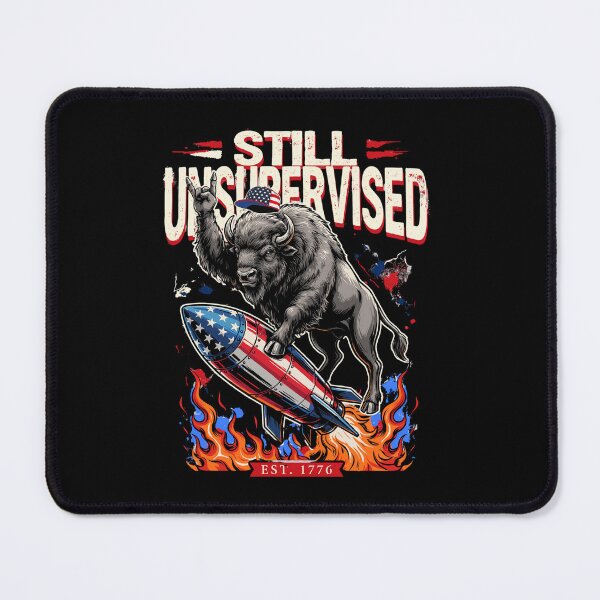 Item preview, Still Unsupervised Leaping Bison Rocket Retro Patriotic Tee v3 designed and sold by DarylWelsh2024.