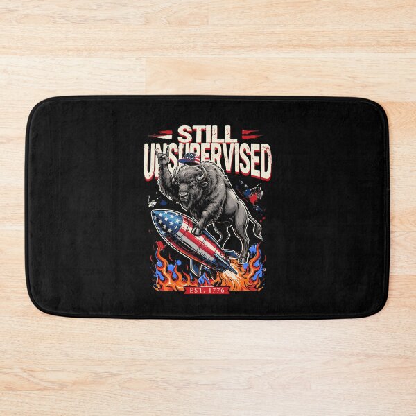 Item preview, Still Unsupervised Leaping Bison Rocket Retro Patriotic Tee v3 designed and sold by DarylWelsh2024.
