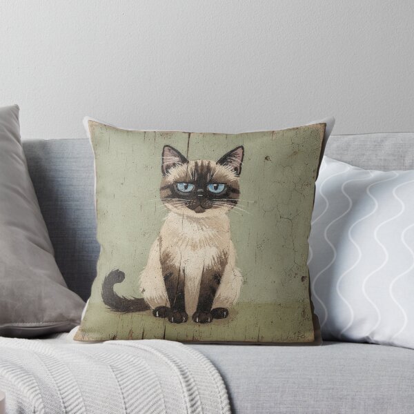 Item preview, Suspicious Cross-Eyed Siamese Folk Portrait designed and sold by PictorialWhimsy.