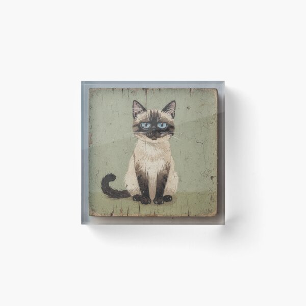 Item preview, Suspicious Cross-Eyed Siamese Folk Portrait designed and sold by PictorialWhimsy.