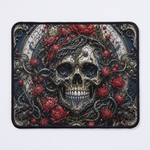 Item preview, Clockwork Calaveras - Red Peonies designed and sold by Wolffestone Studios.