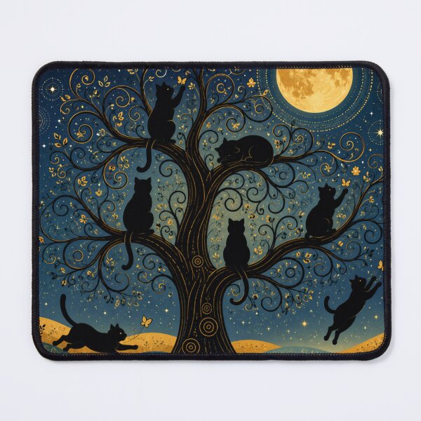 Item preview, Wandering Playful Silhouette Cats Under the Moonlight designed and sold by Mindworx21.