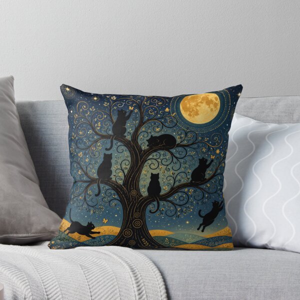 Item preview, Wandering Playful Silhouette Cats Under the Moonlight designed and sold by Mindworx21.