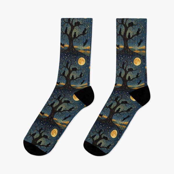 Item preview, Wandering Playful Silhouette Cats Under the Moonlight designed and sold by Mindworx21.