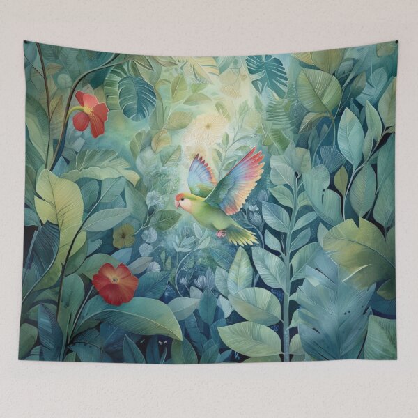 Item preview, A Parrotlet flying through a spring garden, Birds in Motion designed and sold by CDC40.
