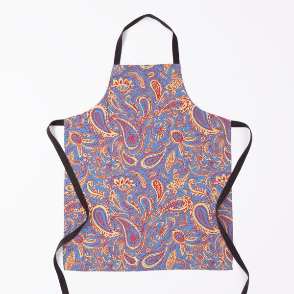 Item preview, Pink and yellow paisley pattern on blue designed and sold by bokasin.