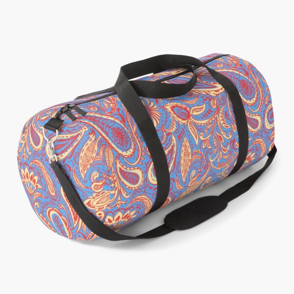 Item preview, Pink and yellow paisley pattern on blue designed and sold by bokasin.