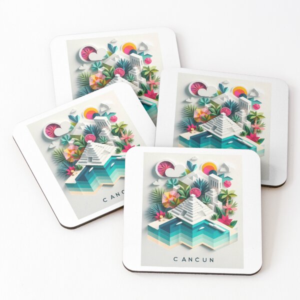 Item preview, Cancun Mexico Travel Poster - Abstract Tropical Island Beach Art designed and sold by OzzFrequency.