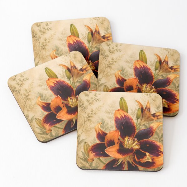 Item preview, Botanical Flow – Dark Orange Lily | Vintage Botanical Fine Art designed and sold by ViolafleurViolett.