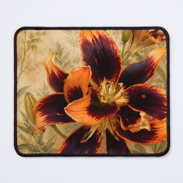 Item preview, Botanical Flow – Dark Orange Lily | Vintage Botanical Fine Art designed and sold by Violafleurviolett.