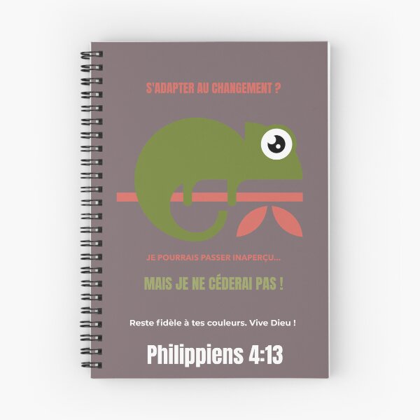 Aperçu de l'œuvre Philippiens 4:13 Le Caméléon Sage | Illustration chrétienne francais créée et vendue par kjson1.