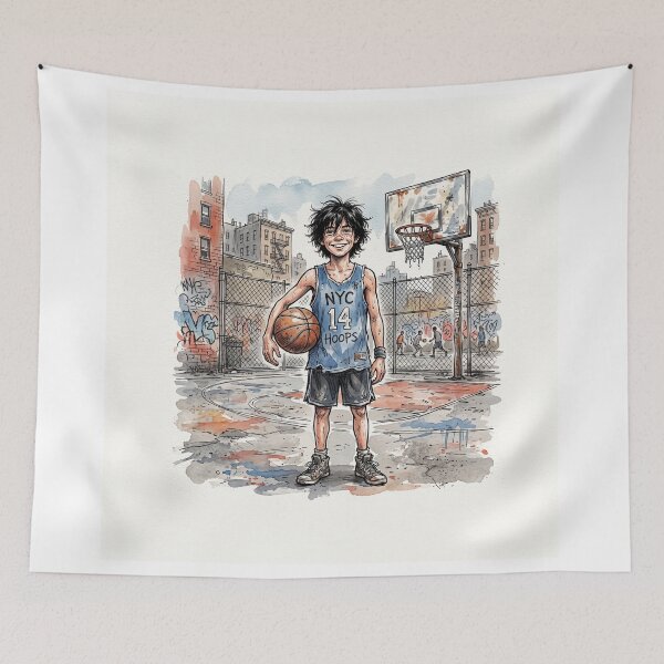 Item preview, Funny Teenage NYC Basketball Hoops Portrait designed and sold by Home Decor Art.
