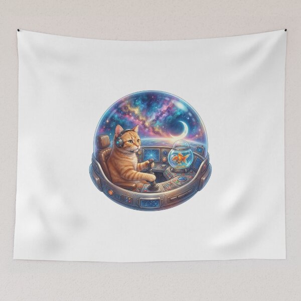 Item preview, Space Cat Pilot and Goldfish Cosmic Adventure designed and sold by DadGenX.