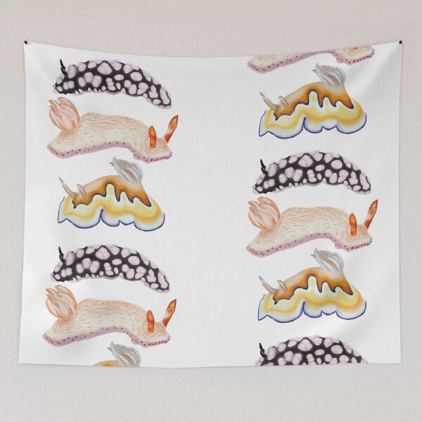 Item preview, Trio of Nudibranchs - yellow, pink and purple sea slug designed and sold by Poulpimousse.