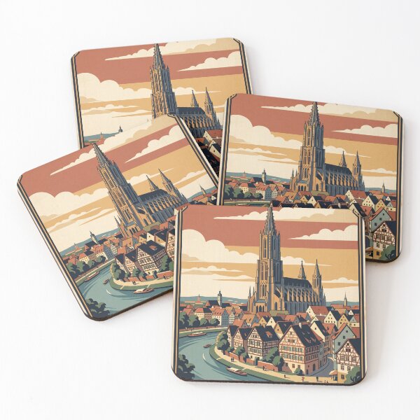 Item preview, Ulm Germany Vintage Travel Poster – Danube & Ulm Minster Art designed and sold by Bomax121.