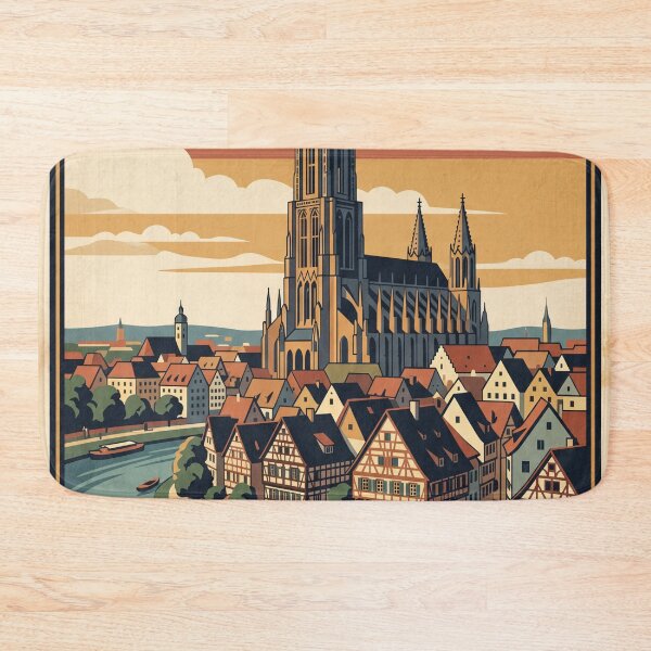 Item preview, Ulm Germany Vintage Travel Poster – Danube & Ulm Minster Art designed and sold by Bomax121.