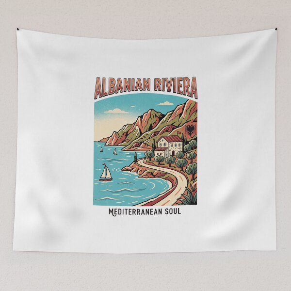 Item preview, Albanian Riviera Mediterranean Soul Retro Travel Design designed and sold by Arrow2025.