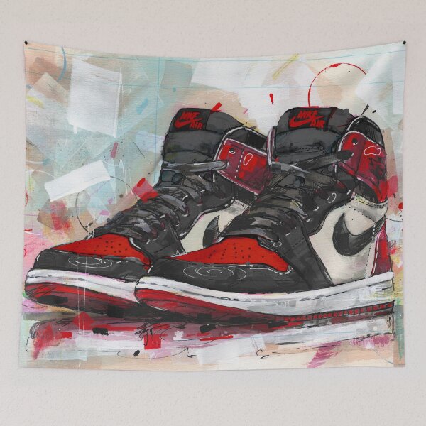 Item preview, Jordan1 1984 banned bred sneaker art designed and sold by GalleryKauffeld.
