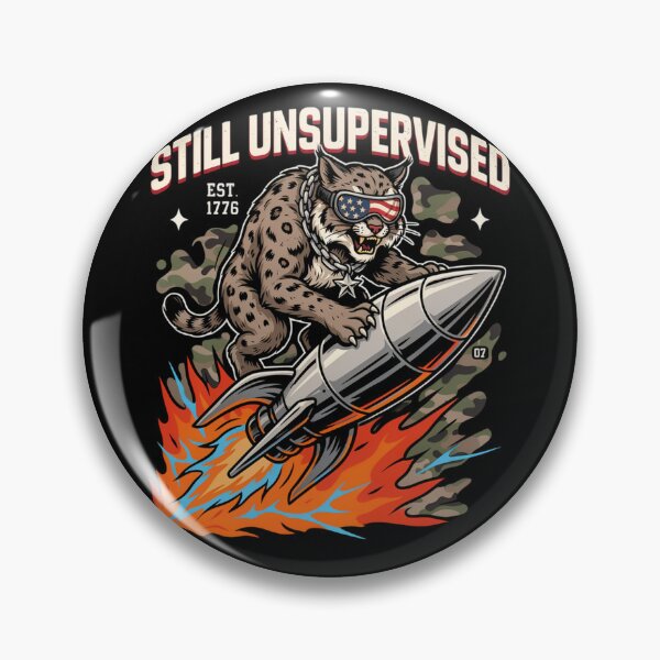 Item preview, Still Unsupervised Snarling Bobcat Missile Rider Tee v2 designed and sold by DarylWelsh2024.