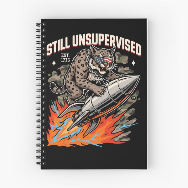 Item preview, Still Unsupervised Snarling Bobcat Missile Rider Tee v2 designed and sold by DarylWelsh2024.