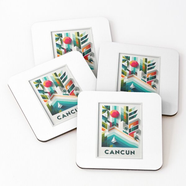Item preview, Cancun Mexico Travel Poster - Abstract Tropical Island Beach Art designed and sold by OzzFrequency.