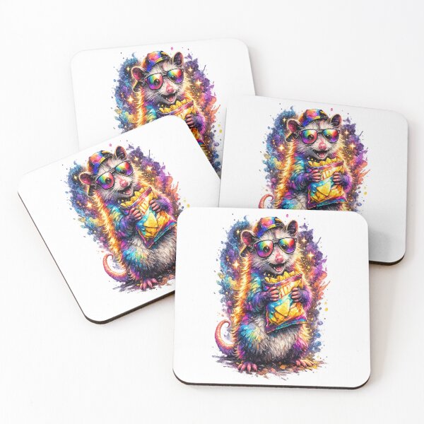 Item preview, Powered By Panic & Snacks – Funny Rainbow Opossum Colorful Animal T-Shirt designed and sold by RBToper.